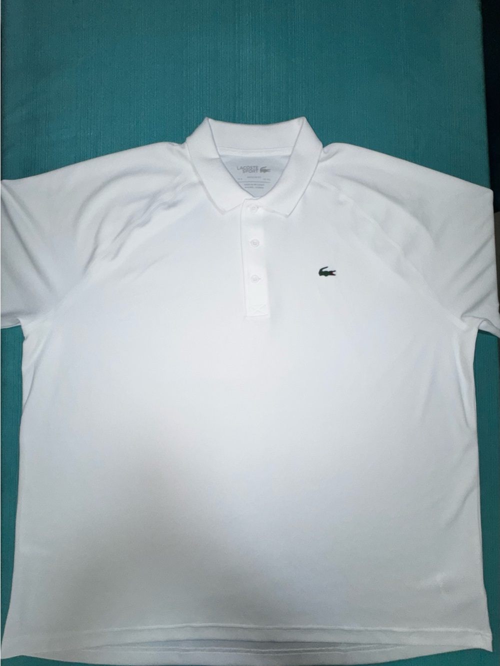 Lacoste Men’s White Polo Shirt with Green Croc Logo, 4XL